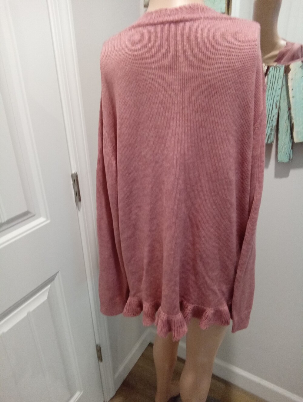 BloomChic Sz 12 NWT Pink Ruffled Rosette Knit Wool Blend Cardigan Sweater - Picture 9 of 13